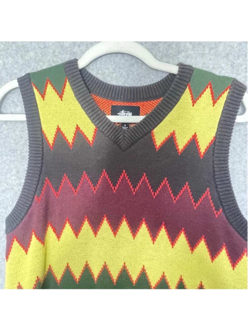 Stussy Men's Small Zig Zag Knit Sweater Vest